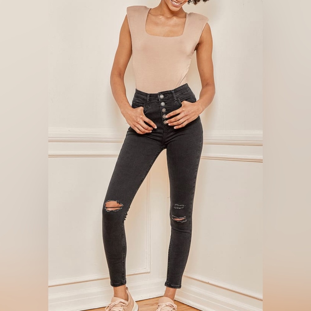 Free people black jeans, high waisted